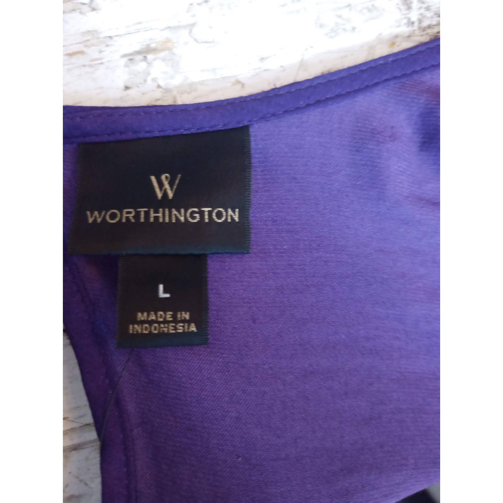 NWT Worthington Purple Silky Faux Wrap Front Top - Picture 6 of 6